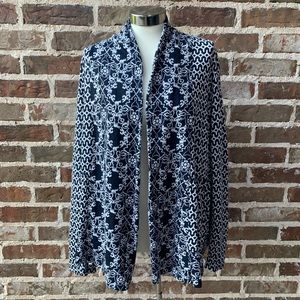 Navy/ White Trellis Pattern Cardigan - Crown & Ivy